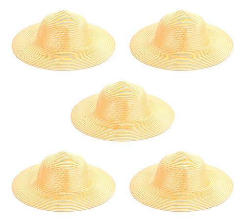 Sombrero De Paja Amarillo Para Pintar Bricolaje, 5 Piezas, P