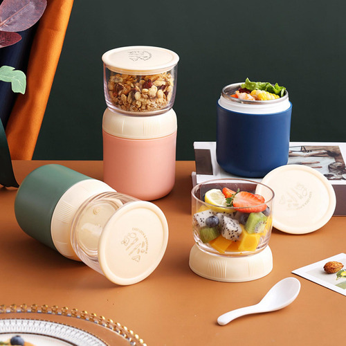 Recipiente De Yogur Portátil Con Cuchara Recipiente De