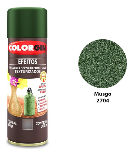 Tinta Spray Colorgin Efeitos Texturizados 300ml Cor Musgo