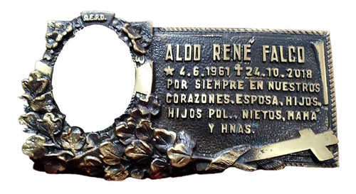 Placa Recordatoria Cementerio 30x16 Fundicion De Bronce Foto