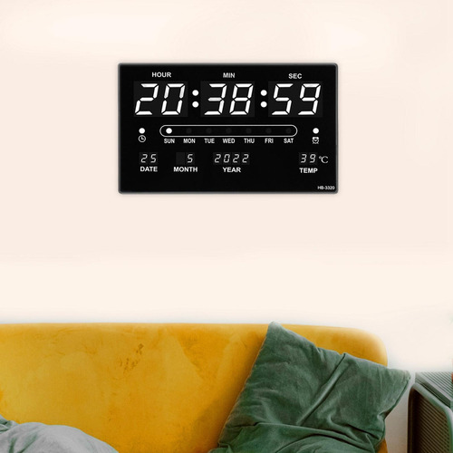 Hh Reloj De Pared Digital Con Fecha, Hora, Semana,
