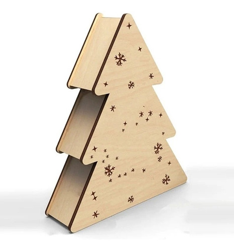 Caja De Regalo De Navidad En Forma De Árbol Copos De Nieve