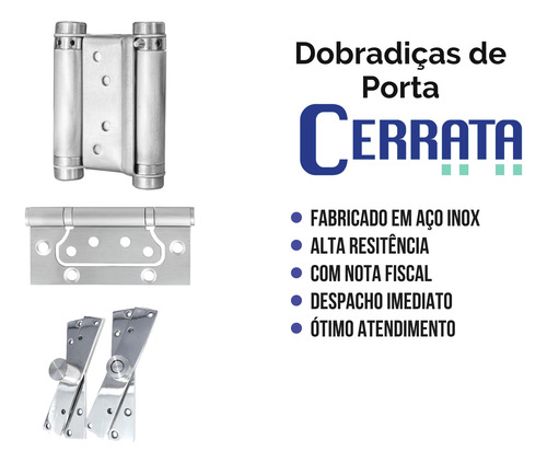 Dobradiça Porta Sobrepor Sem Rebaixo Inox Escovado 30 Und.