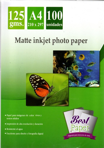 Papel Fotográfico Mate 125 Gr A4 X 100 Hojas Best Paper