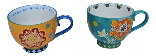 2 Tazas Tazones Cerámica Tipo Anthropologie #17 Y #19