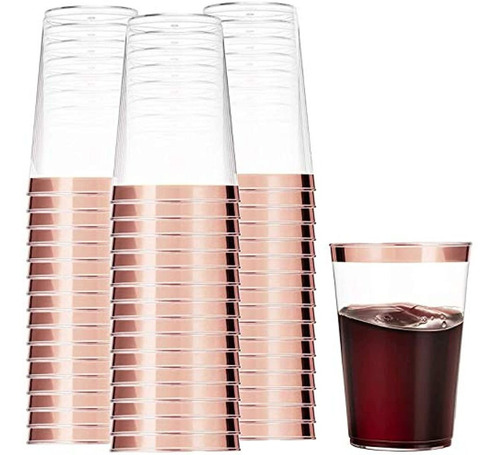 100 Tazas De Plástico De Oro Rosa De 12 Onzas Vasos De Plást