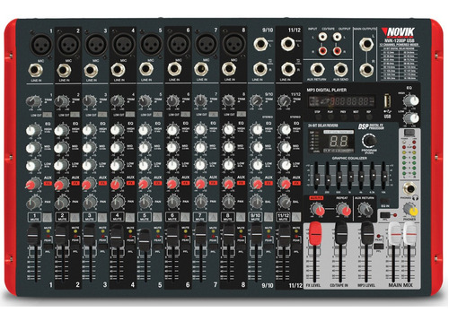 Consola Amplificada 1200w De 12 Canales Con Efectos