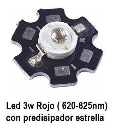 Imagen 1 de 1 de Led Alta Potencia 3w Rojo Con Predisipador Estrella X10u