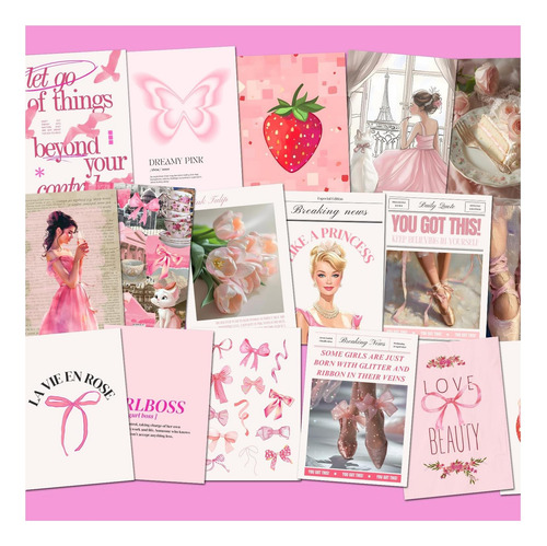 50 Unidades De Tinta Rosa Tranmin Para Colagem De Parede, Ki