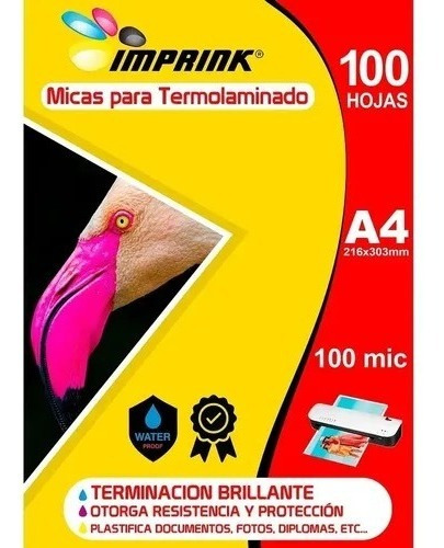 100 Micas Termolaminadora Plastificadora A4 100mic