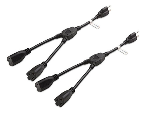 Cable Matters 2-pack 2 Outlet Power Splitter Cord (cable De 