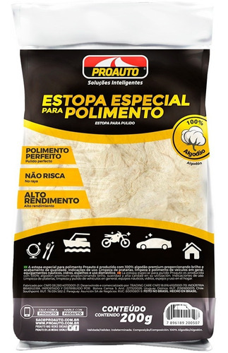 Estopa Para Polimento Carro Moto Veiculos Proauto 200g