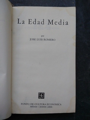 Imagen 3 de 3 de La Edad Media. José Luis Romero. 51877.