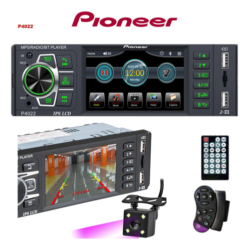 Reproductor Pioneer De Pantalla  1 Dim Bluetooh Y Cámara Ccs