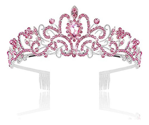 Diadema De Niñas Araluky Tiara Y Corona De Cristal Con Peine