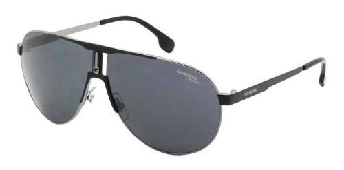 Gafas de sol Carrera 1005/S con marco de metal color negro, lente gris de plástico clásica, varilla negra de metal