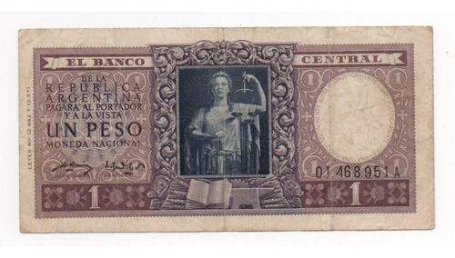 Billete Argentina 1 Peso Moneda Nacional Bottero 1908 Escaso