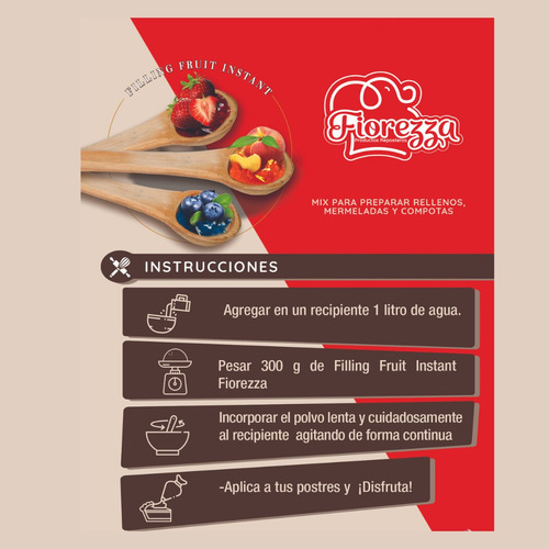Mix Para Preparar Filling Fruit Fiorezza, 450gr 4 Cajas