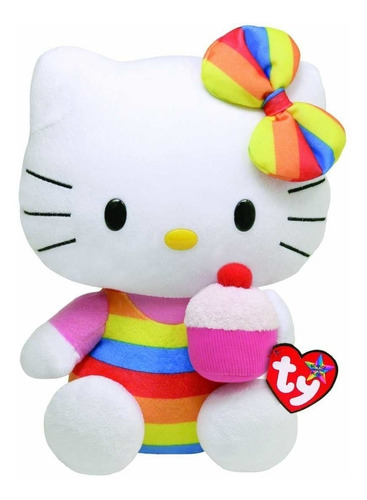 Peluche  Ty Beanie Boos Hello Kitty Arco Iris (15 Cm Aprox) 