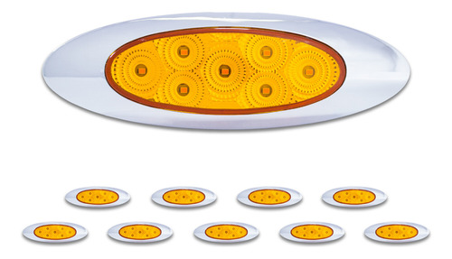 Set Con 10 Plafones Lat Elípticos Ámbar 12-24 V Tunelight