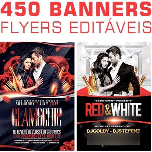 Estampas Banners Flyers Editáveis Artes 450 Modelos Psd