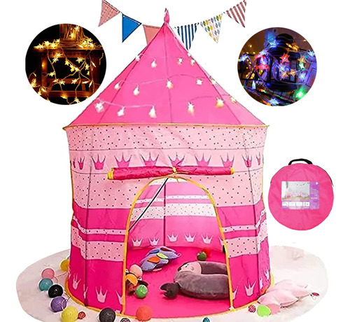 Carpa Castillo Princesa Niña Con Luces Led Regalo De Juguete