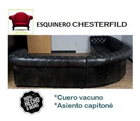 Sillón Esquinero Chesterfield !!! Único 100% Cuero Vacuno !!