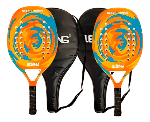 Kit 2 Raquetes Beach Tennis Fibra Carbono + Bag + Brinde 
