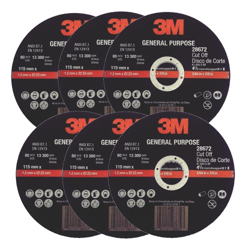 Discos De Corte Fino 3m General Purpose 11,5cm - 6 Unidades