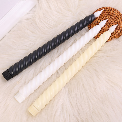 Lámpara De Vela Larga En Espiral Beige Sin Llama, 10 Unidade