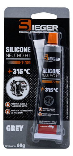 Cola Silicone Alta Temperatura Até 315°c Neutro Ht Grey