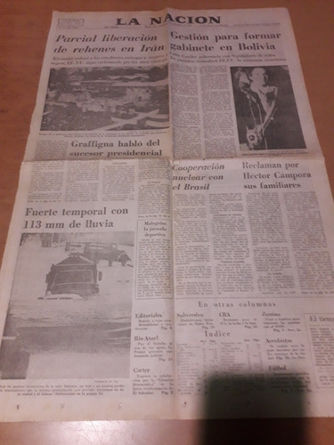 Tapa Diario La Nación 18 11 1979 Temporal Nuclear Campora 
