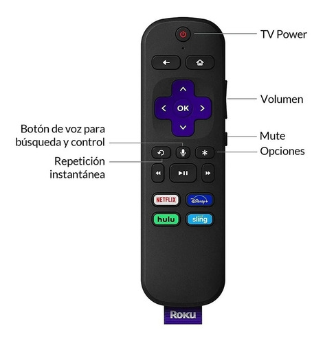 Imagen 4 de 9 de Roku Streaming Stick 3820 4k Remoto C/ Voz Netflix Disney