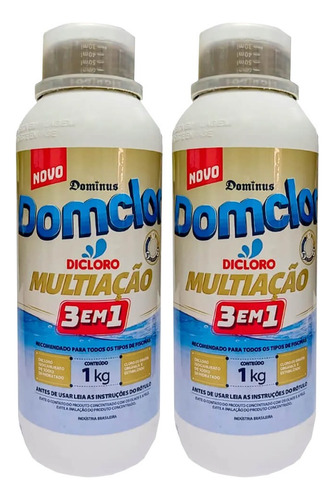 2 Cloro Piscina Dicloro Multiação 3 Em 1 - 1kg - Domclor
