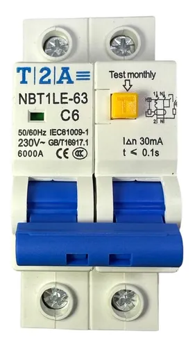 comprar Disjuntor Dr Bipolar Fuga Diferencial Residual 2p 6a Ddr