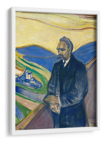 Cuadro Enmarcado Blanco Retrato De Friedrich Nietzsche 30x40