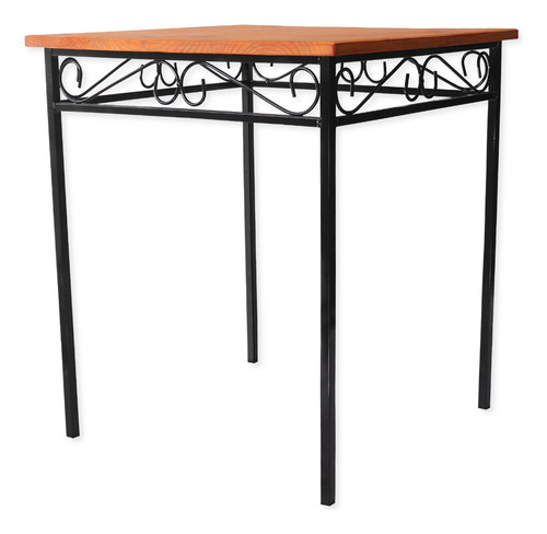 Jogo Mesa 70x70 Quadrada Com 4 Banquetas Madeira Ferro Rusti Acabamento Da Estrutura Pintura Eletrostática Cor Preto