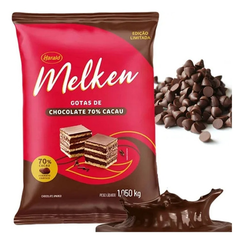 Chocolate Amargo Gotas Melken Edição Premium 70% Cacau 1 Kg