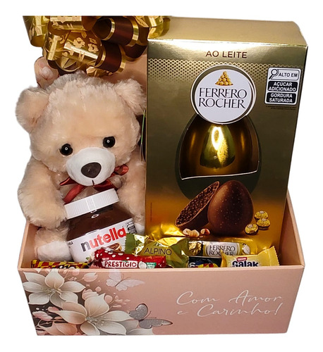 Cesta De Chocolates Com Urso Pelúcia Ideal Para Presentes G