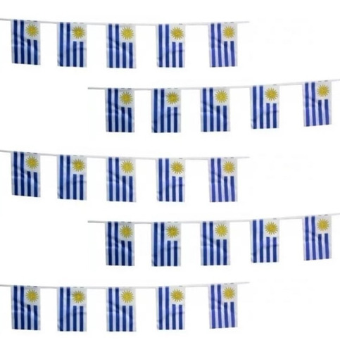 Bandera Banderita Uruguay Guirnalda Tela 14 X 21cm X 25 