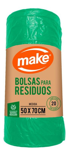 Bolsas Residuos Plegadas En Rollo 20 Uni Make 50x70