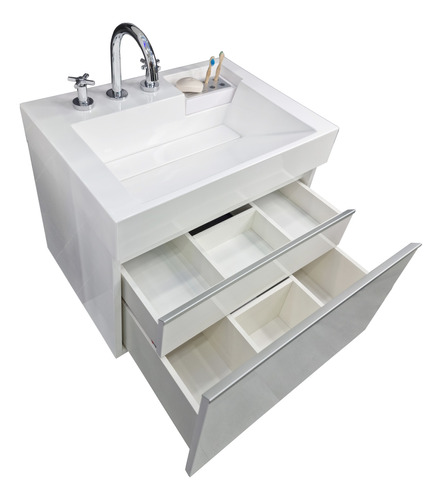 Vanitory Flotante Colgante 65 Cm Blanco Laqueado Bernova2 C