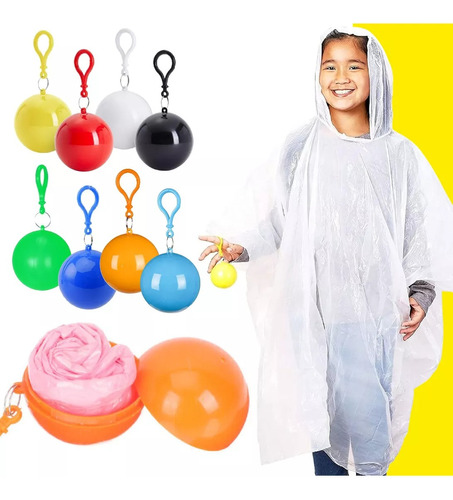 Impermeable Capa Lluvia Poncho Niño Niña Niños Llavero Plast