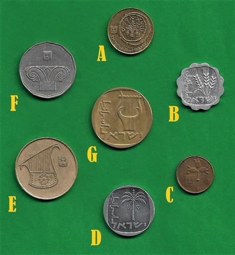 Grr-set De 7 Monedas De Israel - Varias Épocas 1971 - 2001 !