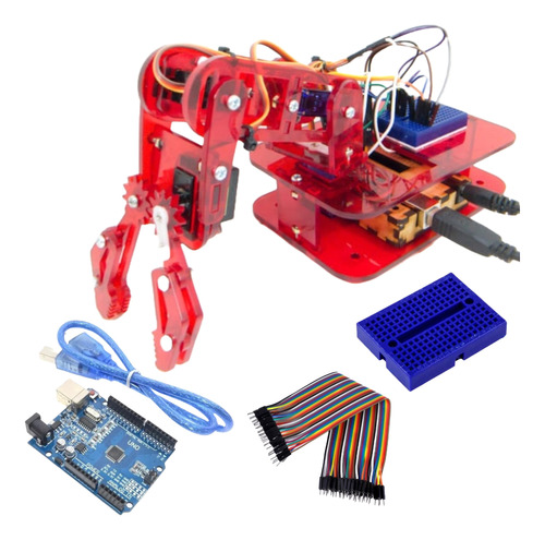 Brazo Robotico Minbox Kit Control Pc + Arduino - Color Rojo
