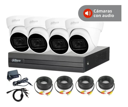 Imagen 1 de 7 de Kit 4 Cámaras Dahua Hd Audio Exterior Hd Dvr 8 Canales P2p