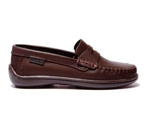 Zapato  Cuero  Scarpino - Mocasin  Marron Colegial - Oficial