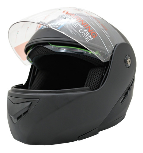 Imagen 6 de 10 de Casco Abatible Para Moto Negro Mate Doble Mica Promoto Md903