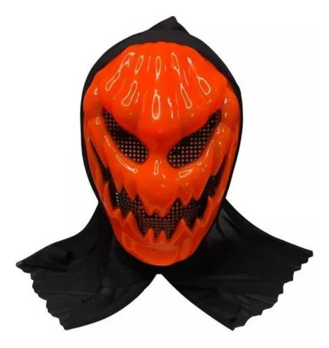 Mascara Calabaza Diablo Disfraz Para Halloween Color Negro/Naranja