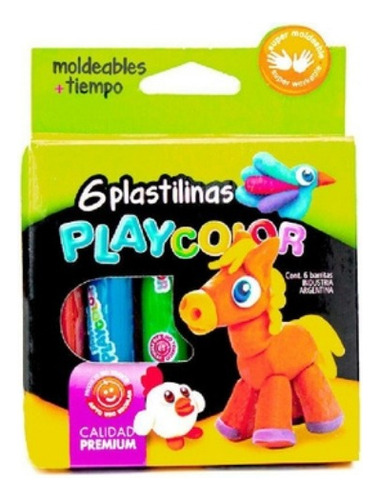 Plastilinas Playcolor X6 Colores Surtidos. Uso Escolar